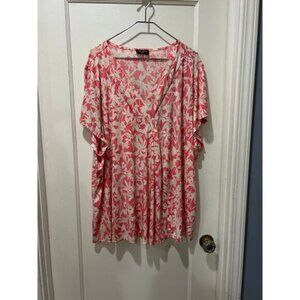 Lane Bryant 4X 30-32W pink tan ivory short sleeve blouse
